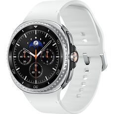 Galaxy Watch8 Classic | 46 мм | Black | Sport/White | M/L, Размер: 46 мм, Цвет: Black, Тип ремешка: Sport, Цвет ремешка: White, Размер ремешка: M/L, Подключение часов: Bluetooth / Wi-Fi